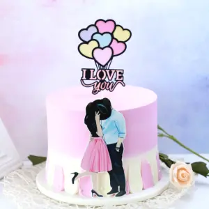 2 pcs I love you and Couple topper set