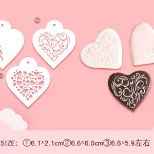 3 pcs heart theme icing stencil set