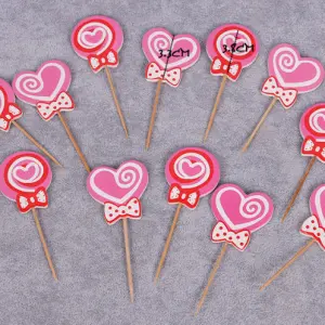 12 pcs heart cupcake cake topper