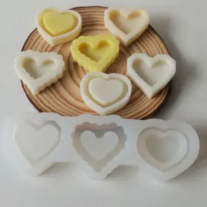 3 cavity heart silicone mould