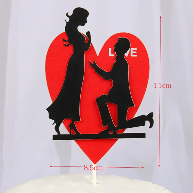 1 pcs couple topper with red heart cake topper