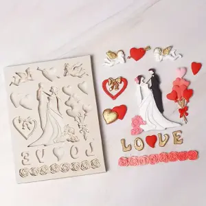 Couple hearts love theme silicone mould