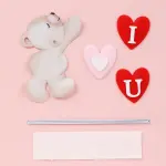 4 pcs teddy bear with i love you heart topper set