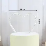 1 pcs pearl heart shaped cake topper