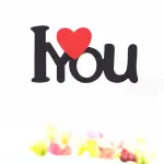 1 pcs I love you with red heart cake topper