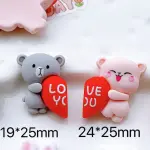 6 pcs Small couple teddy love you heart cake topper set
