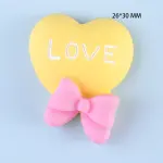 3 pcs Small yellow heart with pink bow cake topper set