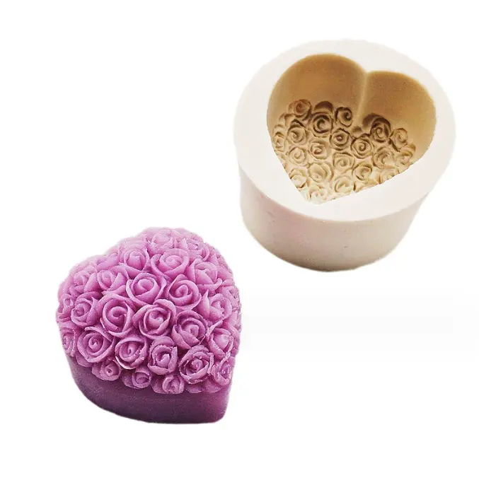 Heart roses silicone mould