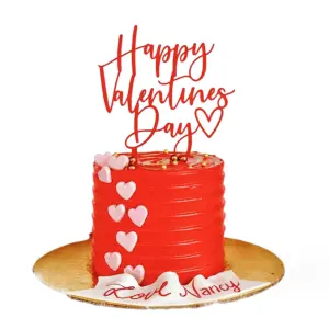 Happy Valentines day red acrylic cake topper