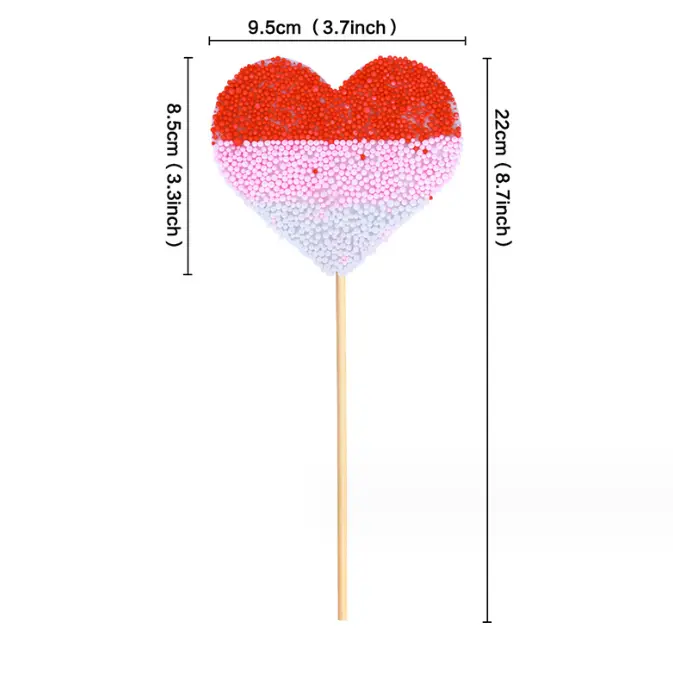 1 pcs Red beaded heart cake topper