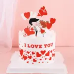 6 pcs i love you theme couple topper set