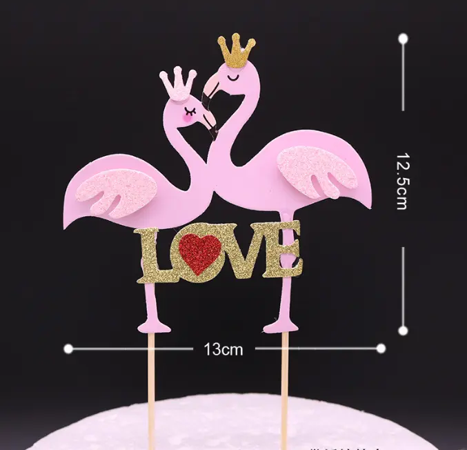 1pcs Pink love Swan couple topper