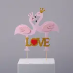 1pcs Pink love Swan couple topper