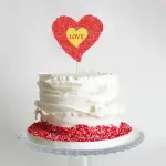 1 pcs beaded heart I love cake topper