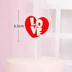 1 pcs red heart with love cake topper