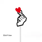 2 pcs Finger crossed with holding heart cake topper set