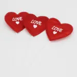 3 pcs fabric red heart love topper