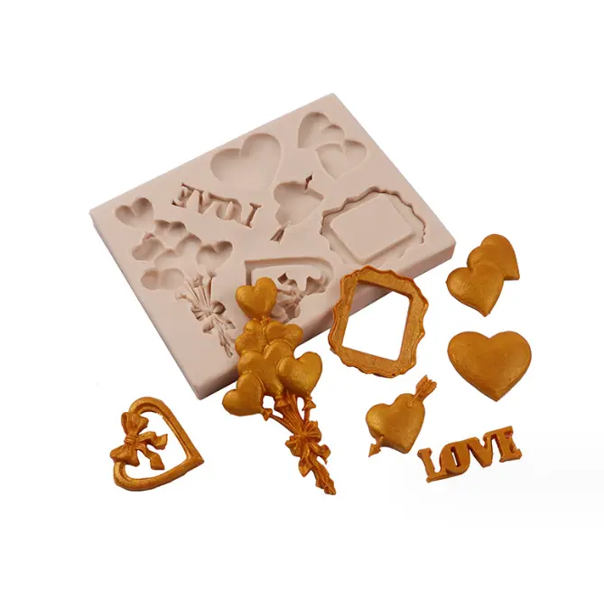 Valentines theme frame love heart silicone mould