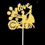 2 Pcs Love couple Golden topper