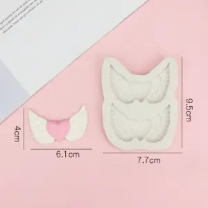 2 cavity heart wings silicone mould