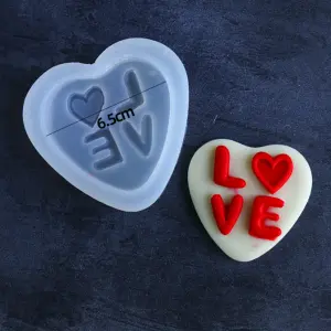 Heart with love embedded silicone mould