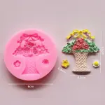 Flower basket rose day silicone mould
