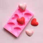 6 cavity heart silicone mould
