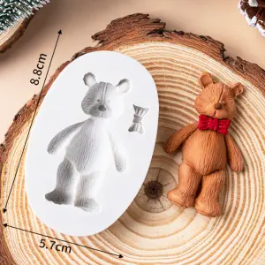 Teddy with bow silicone mould