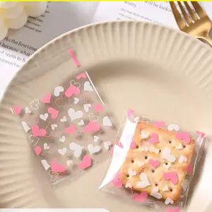 Pink and white double hearts 100pcs Cookie Candy Sleeve