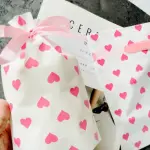 50 pcs heart print Cookie pouch set with ribbon