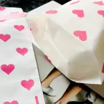 50 pcs heart print Cookie pouch set with ribbon