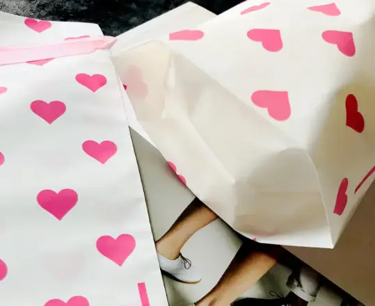 50 pcs heart print Cookie pouch set with ribbon