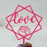 1pcs love with flower cake topper