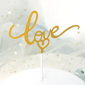 2 pcs Calligraphy love with heart cake topper