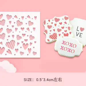1 pcs heart texture icing stencil