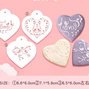 3 pcs love bird theme icing stencil set