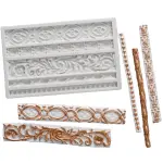 Vintage Lace Border Fondant Silicone boarder Mould,5 Cavity