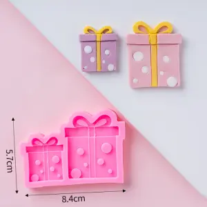 Double gift box with polka dots silicone fondant mould