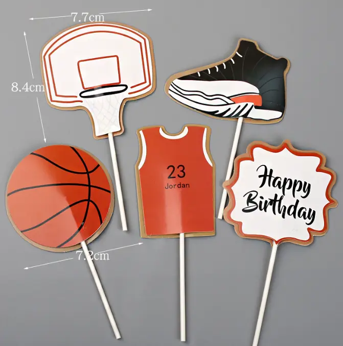5 pcs Basketball theme cake topper set