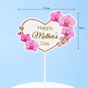 Happy Mothers day heart shaped floral cake topper