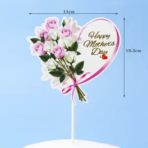 Heart shaped floral happy Mothers cake topper