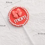 Mom with bow with pearl boarder cake topper