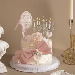 Mothers day cake topper with pearl border and bow