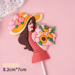 Hat Lady with bouquet cake topper