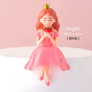1 pcs lady holding flowers cake toy topper