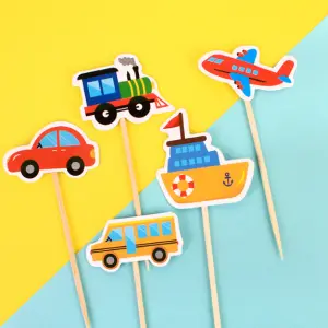 5 pcs Car vehicle theme cake topper set