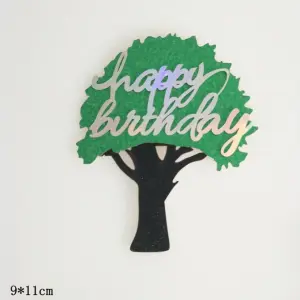 1 pcs happy birthday tree jungle animal theme cake topper