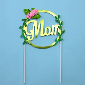 Mom with flower cake topper