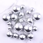 20 pcs Shiny silver round mixed sizes faux balls
