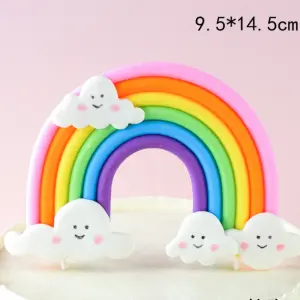 1 pcs Rainbow large size smiling clouds cake toy topper